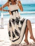 Women's Sleeveless Summer Nationality/ethnic Scramble Dress Spaghetti Daily Going Out Casual Maxi A-Line Slip Dress Apricot