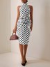 Women's Sleeveless Summer Polka Dots Ruched Dress Mock Neck Commuting Going Out Urban Midi Bodycon