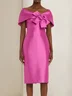 Women's Short Sleeve Summer Plain Bow Dress V Neck Date Going Out Urban Midi X-Line