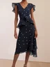 Women's Short Sleeve Summer Polka Dots Peplum Dress V Neck Date Going Out Urban Midi X-Line Ruffle Skirt