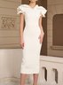 Women's Short Sleeve Summer Plain Ruched Dress V Neck Party Going Out Urban Midi H-Line