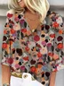 Women's Half Sleeve Blouse Summer Floral V Neck Daily Going Out Casual Top Orange