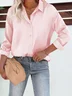 Women's Long Sleeve Shirt Spring/Fall Plain Buckle Shirt Collar Daily Going Out Casual Top Black