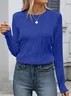 Women's Long Sleeve Blouse Spring/Fall Plain Crew Neck Daily Going Out Casual Top Apricot