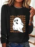 Women's Long Sleeve Tee T-shirt Spring/Fall Text Letters Cotton-Blend Crew Neck Daily Going Out Casual Top Black