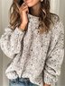 Women's Spring/Fall Color Block Casual Long Sleeve V Neck Yarn/Wool Yarn Sweater