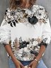 Crew Neck Floral Casual Sweatshirt