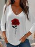 Women's Long Sleeve Tee T-shirt Spring/Fall Floral Jersey V Neck Daily Going Out Casual Top