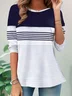 Women's Long Sleeve Tee T-shirt Spring/Fall Striped Jersey Crew Neck Daily Going Out Casual Top