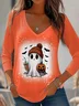 Women's Long Sleeve Tee T-shirt Spring/Fall Halloween Jersey V Neck Daily Going Out Casual Top