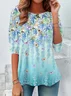 Women's Long Sleeve Tee T-shirt Spring/Fall Floral Printing Jersey Crew Neck Daily Going Out Vintage Top