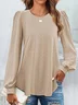 Women's Long Sleeve Tee T-shirt Spring/Fall Plain Lace Lace Crew Neck Daily Going Out Casual Top