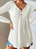 Women's Long Sleeve Blouse Spring/Fall Plain Buckle V Neck Daily Going Out Casual Top