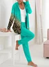 Women's Leopard Daily Going Out Two Piece Set Long Sleeve Casual Spring/Fall Coat With Pants Matching Set