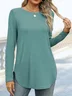 Women's Long Sleeve Tee T-shirt Spring/Fall Plain Crew Neck Daily Going Out Casual Top