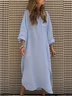 Women's Long Sleeve Spring/Fall Plain Buckle Dress Shirt Collar Daily Going Out Casual Midi H-Line Shirt Dress