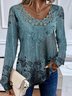 Women's Long Sleeve Blouse Spring/Fall Floral Lace Jersey Daily Going Out Casual Top