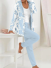 Women's Floral Daily Going Out Two Piece Set Long Sleeve Casual Spring/Fall Coat With Pants Matching Set