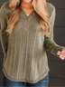 Women's Long Sleeve Blouse Spring/Fall Plain Buckle Knitted V Neck Daily Going Out Casual Top