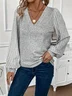 Women's Long Sleeve Blouse Spring/Fall Plain V Neck Daily Going Out Casual Top