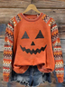 Women's Crew Neck Ethnic Printing Vintage Spring/Fall Long Sleeve Sweatshirt