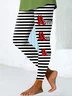 Women's Vintage Striped Jersey All Season Printing Long Leggings