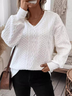 Women's V Neck Plain Casual Spring/Fall Long Sleeve Sweatshirt