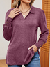 Women's Long Sleeve Blouse Spring/Fall Plain Shirt Collar Daily Going Out Casual Top