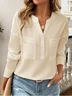 Women's Long Sleeve Blouse Spring/Fall Plain Buckle Stand Collar Daily Going Out Casual Top