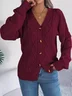 Women's Casual Spring/Fall Plain Wool/Knitting Buckle Cardigan