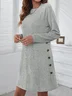 Women's Long Sleeve Spring/Fall Plain Buckle Dress Crew Neck Daily Going Out Casual Midi H-Line T-Shirt Dress