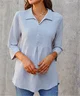 Women's Long Sleeve Blouse Spring/Fall Plain Cotton And Linen Shawl Collar Daily Going Out Casual Top